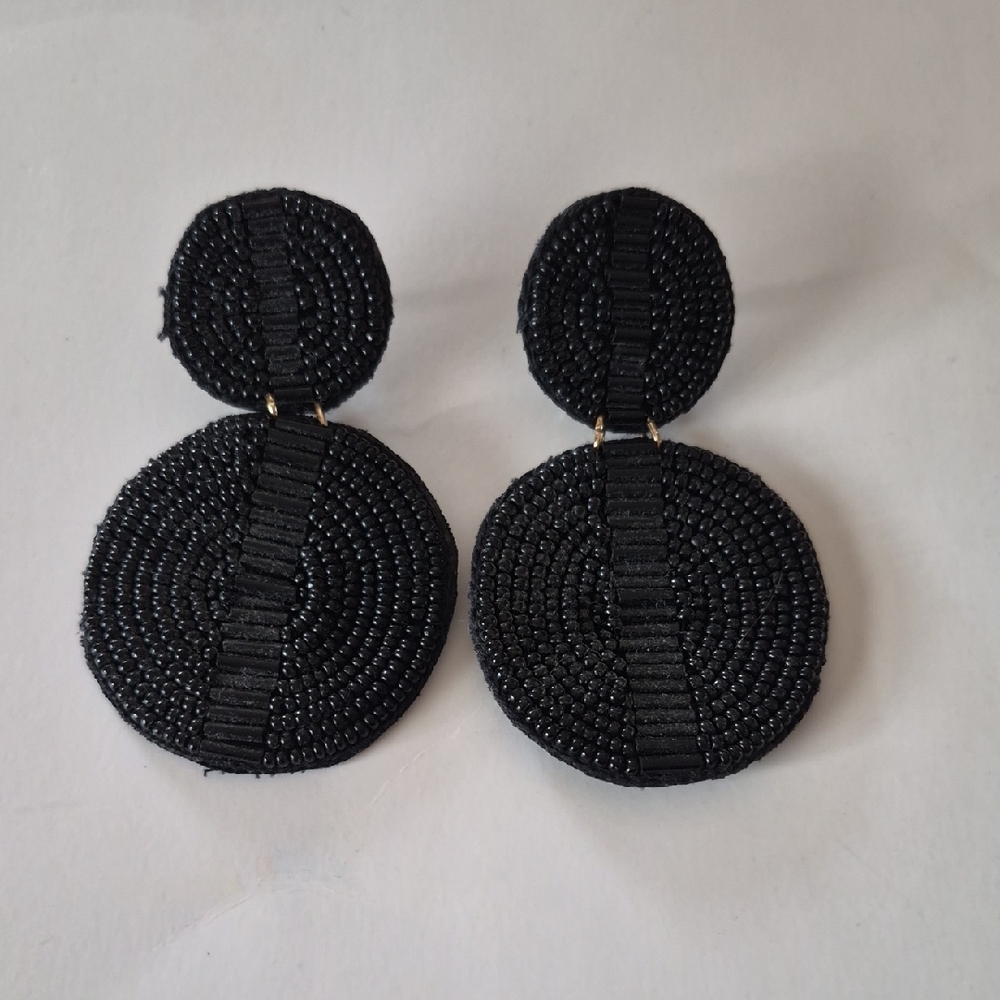 Elegant Black Beaded Earrings